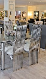 Mc'Sky High Back Metal Dining Chairs in our Showroom
