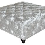 Square Velvet Ottoman - Silver Crush