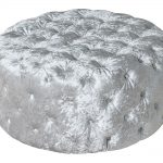 Round Silver Crush Fabric Pouffe