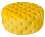 Round Yellow Fabric Pouffe