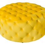 Round Yellow Fabric Pouffe