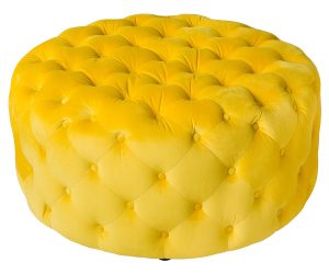 Round Yellow Fabric Pouffe