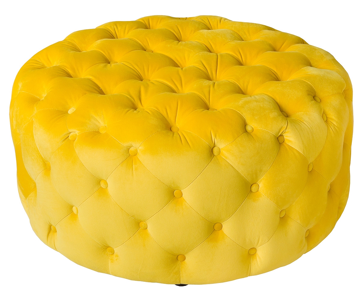 Round Yellow Fabric Pouffe