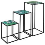 Green Leaf Nest of Three Tall Tables