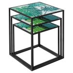 Green Leaf Nest of Three Tables - Stacked