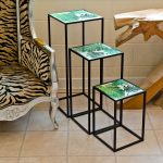 Green Leaf Nest of Three Tall Tables in our Showroom