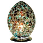 Mosaic Glass Egg Lamp - Dark Green