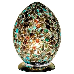 Mosaic Glass Egg Lamp - Dark Green