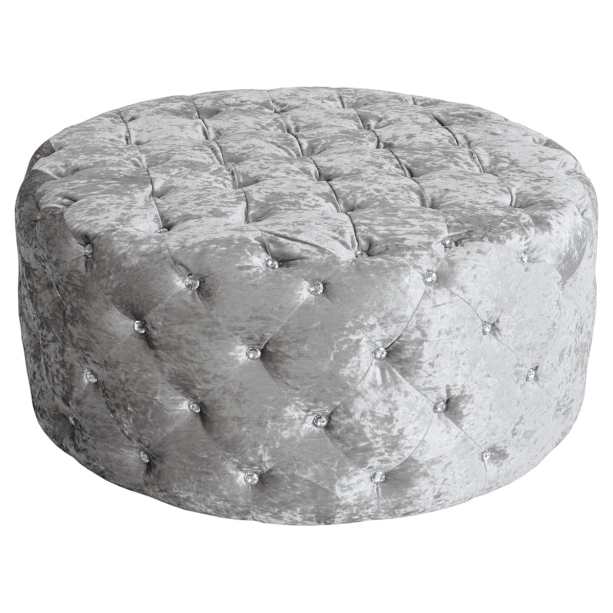 Round Diamante Silver Pouffe Round Diamante Silver Pouffe