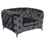 Deep Button Black Arm Chair