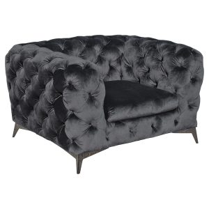 Deep Button Black Arm Chair