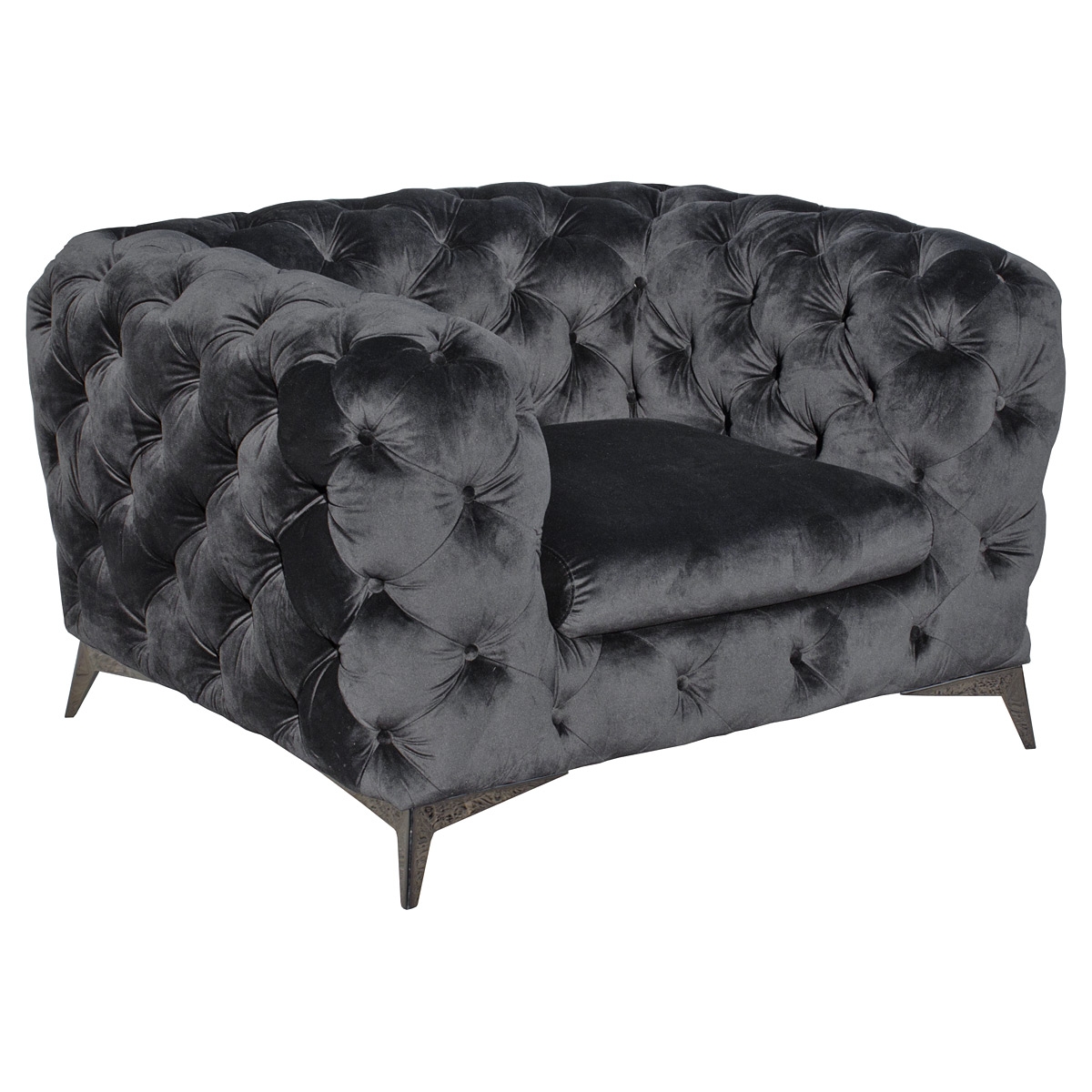 Deep Button Black Arm Chair