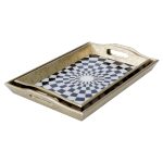 Rectangular Antique Gold Tray With Chequer Design in Small & Large Sizes