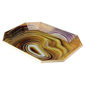 Octagonal Gold Tray With Sand Design
