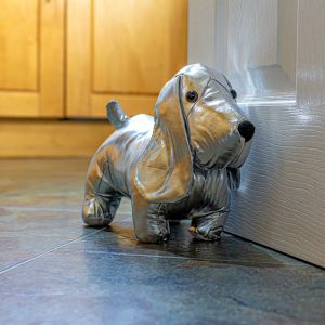 Silver Doggy Door Stop in the Home