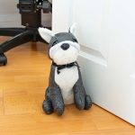 Grey Bulldog Door Stop Plush in the Home
