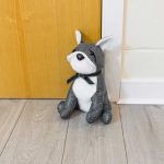 Grey Bulldog Door Stop Plush in our Showroom