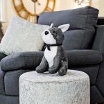 Grey Bulldog Door Stop Plush in our Furniture Showroom