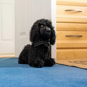 Black Poodle Door Stop Plush in the Home