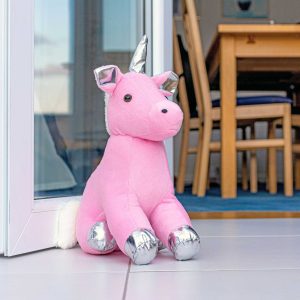 Pink Unicorn Door Stop Plush in our Showroom