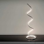 LED Chrome Spiral Floor Lamp on display
