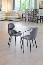 Grey Tower Dining Chair with Black Tower Dining Table