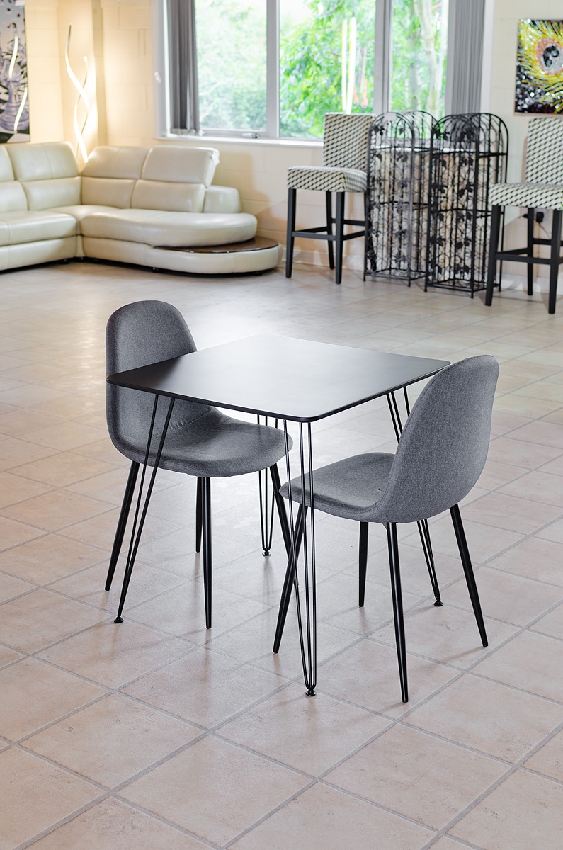 Grey Tower Dining Chair with Black Tower Dining Table