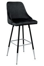 Fiona Black Fabric Bar Stool - Front View