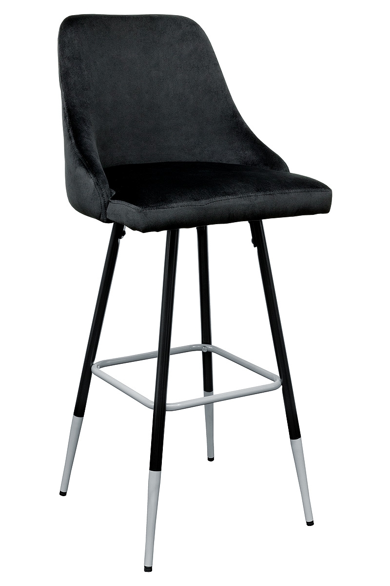 Fiona Black Fabric Bar Stool - Front View