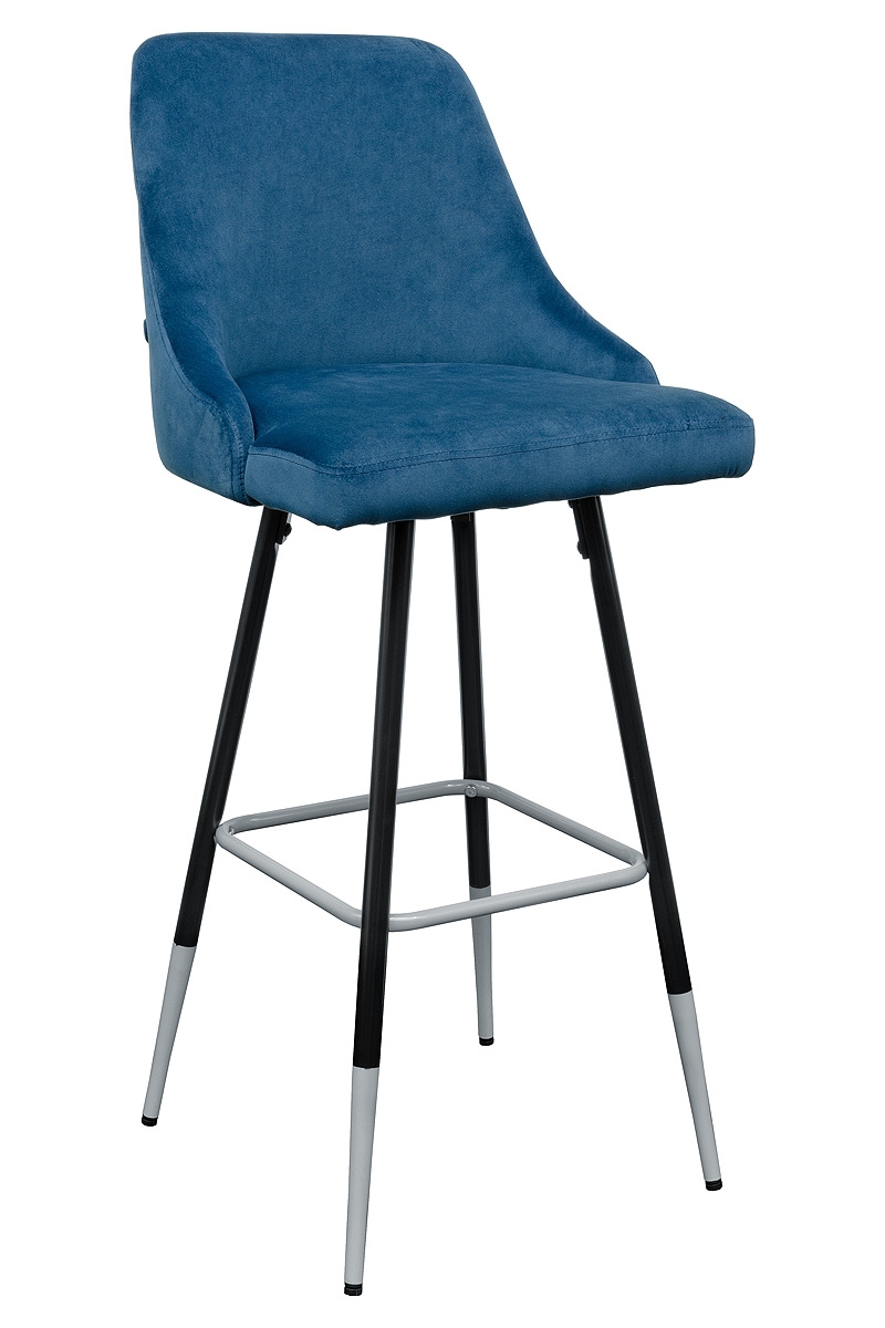 Fiona Blue Fabric Bar Stool - Front View