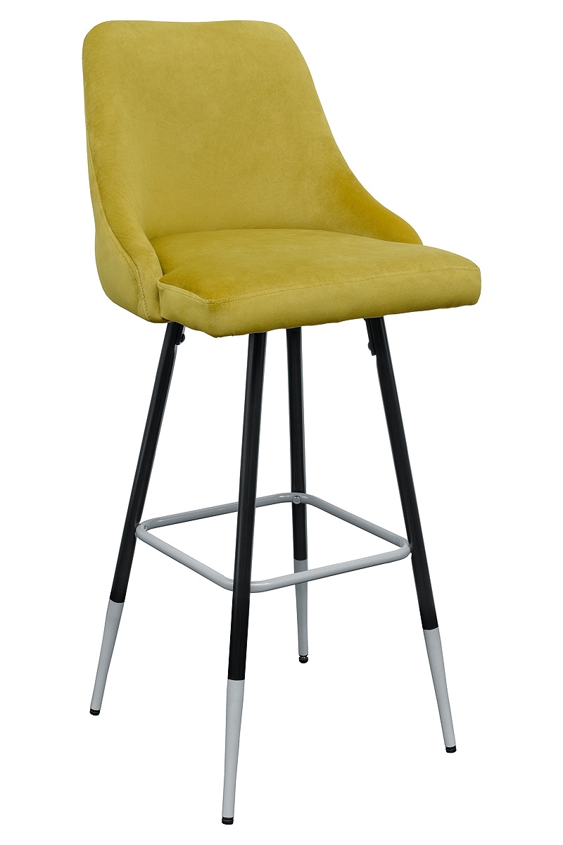 Fiona Yellow Fabric Bar Stool - Front View