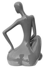 Ceramic Grey Sitting Lady - Back
