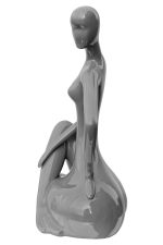 Ceramic Grey Sitting Lady - Side