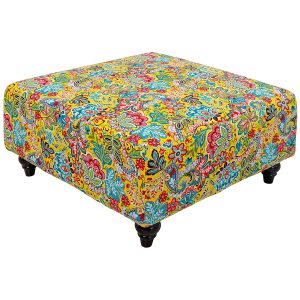 Square Yellow Flower Pattern Pouffe