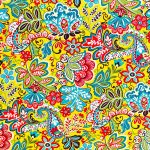 Yellow flower pattern on the pouffe