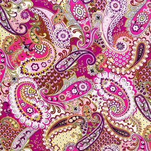 Pink paisley pattern on the pouffe