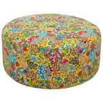 Round Yellow Flower Pattern Pouffe