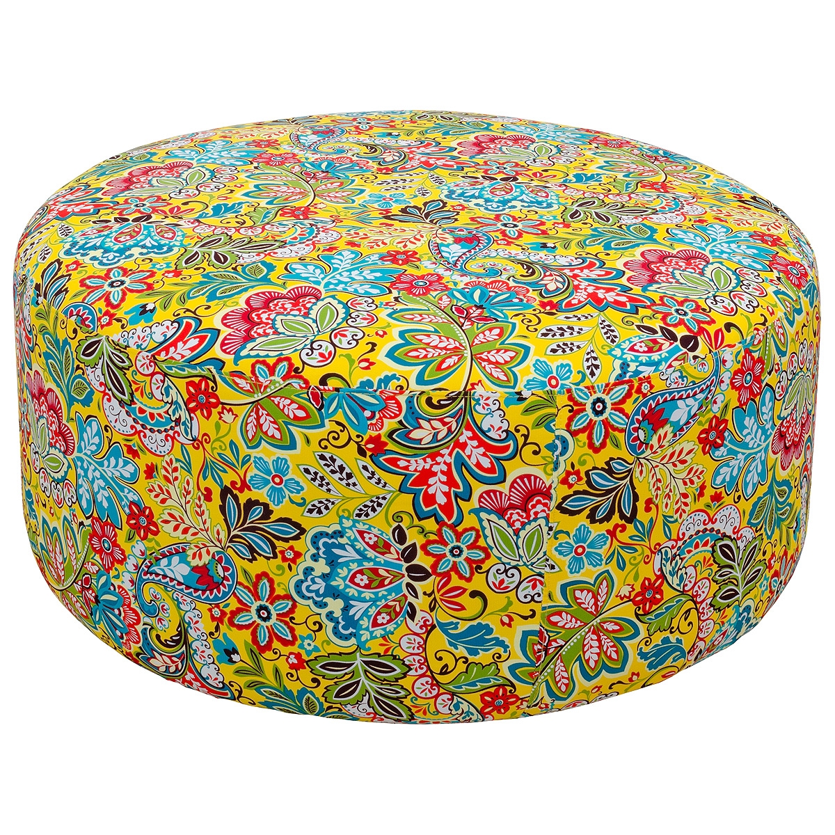Round Yellow Flower Pattern Pouffe