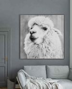 Alpaca glass art picture on display