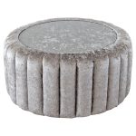 Large Glass Top Fabric Pouffe