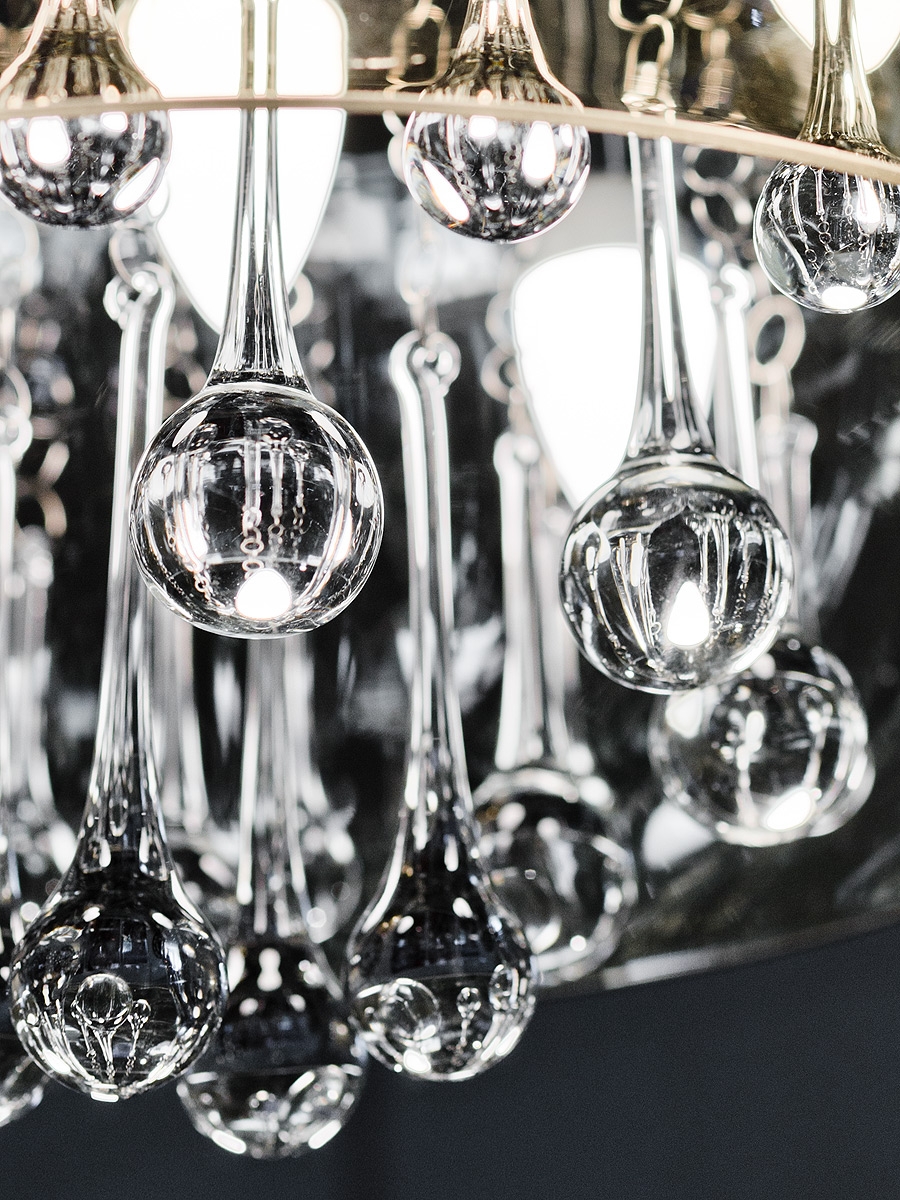 Smoked Shade Chandelier - Droplet Detail