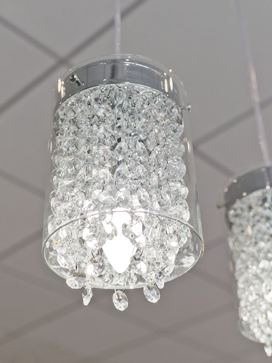 Three Light Glass Shade Pendant Light - Shade Detail