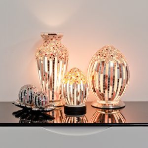 Mosaic Glass Lamps - Arc Deco Together - Turned On