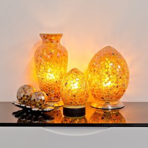 Mosaic Glass Lamps - Brown Together - Turned On