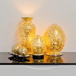 Mosaic Glass Lamps - Gold Together - Turned On