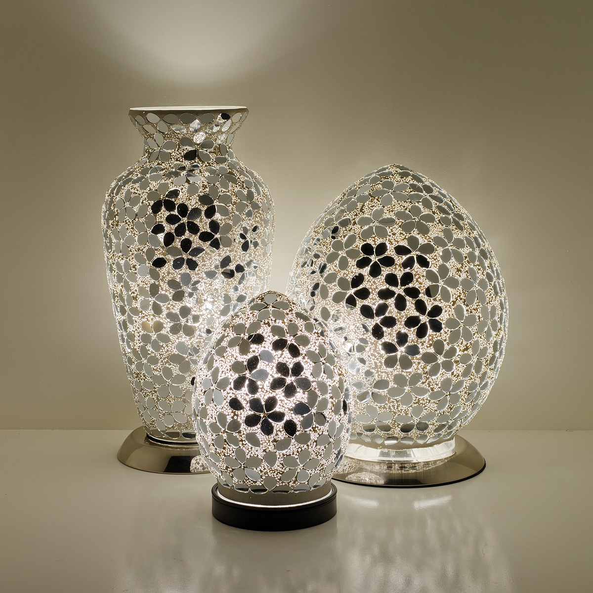 Mosaic Glass Lamps - Mirrored Flower Together