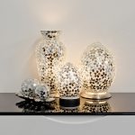 Mosaic Glass Lamps - Mirrored Flower Together - Turned On