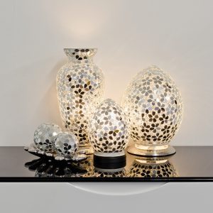 Mosaic Glass Lamps - Mirrored Flower Together - Turned On