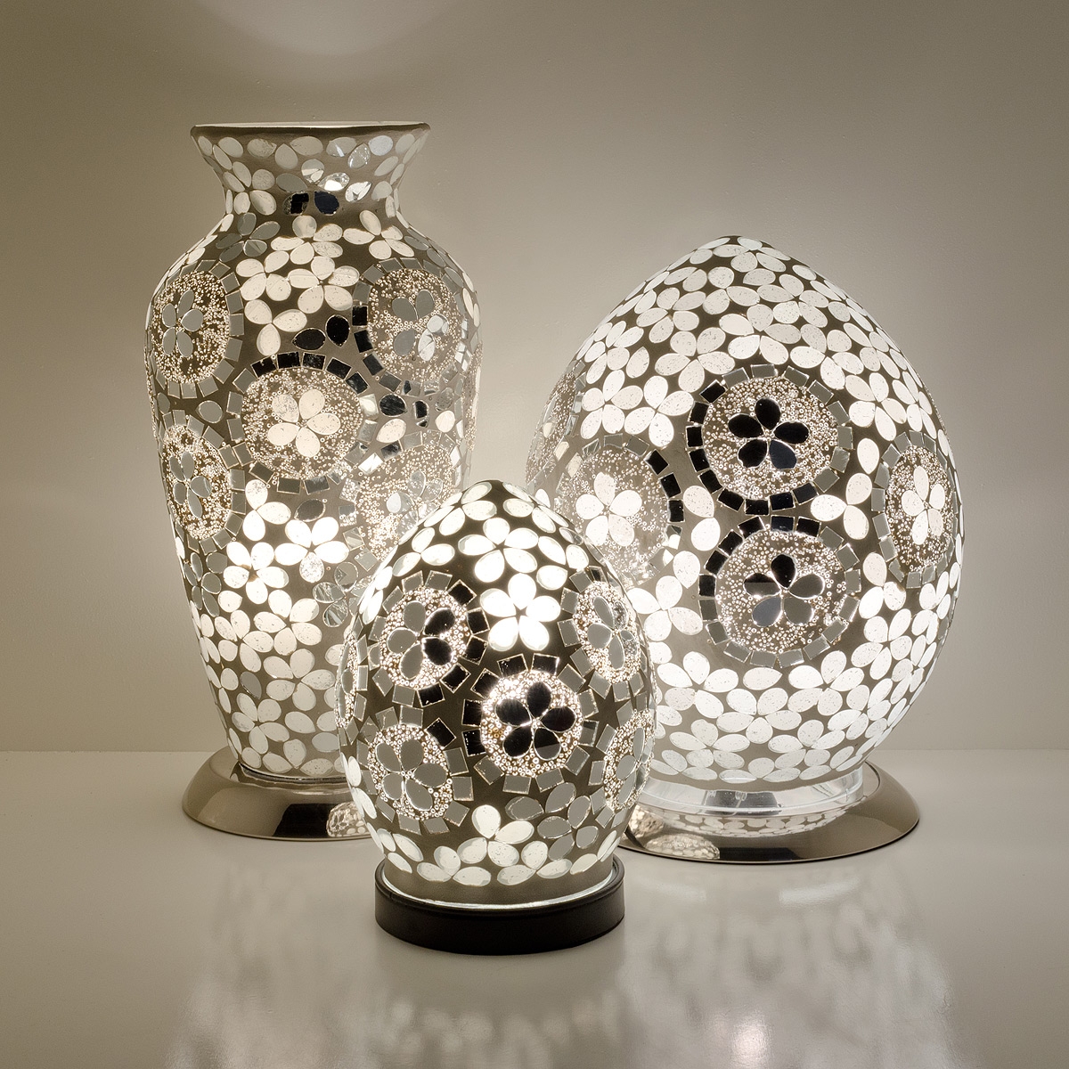 Mosaic Glass Lamps - Mirrored Art Deco Together