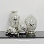 Mosaic Glass Lamps - Mirrored Art Deco Together - Turned Off